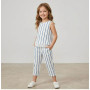 Стильний літній комплект у смужку для дівчинки (топ та штани)