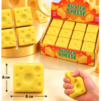 Дитяча іграшка-антистрес «Сир» (Butter Cheese) 8х8 см, м'ялка-сквіш